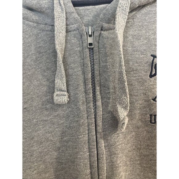 US POLO gray Zipper Hoodie Sweatshirt Front Logo Design Side Arm Print M Sz S - Picture 4 of 9